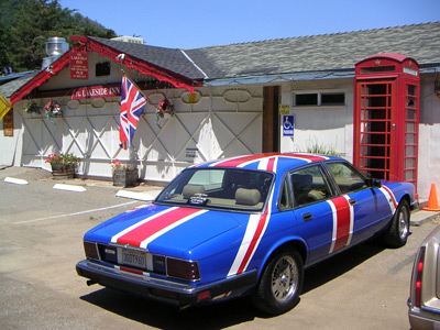 Jag in front of the Pub